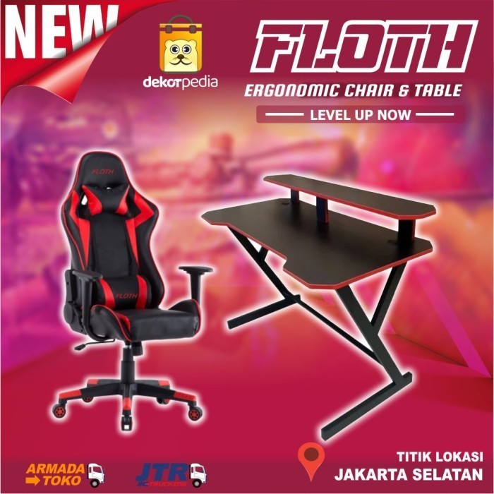 Paket Bundling Set Meja Kursi Gaming Floth1 (Jadetabek)