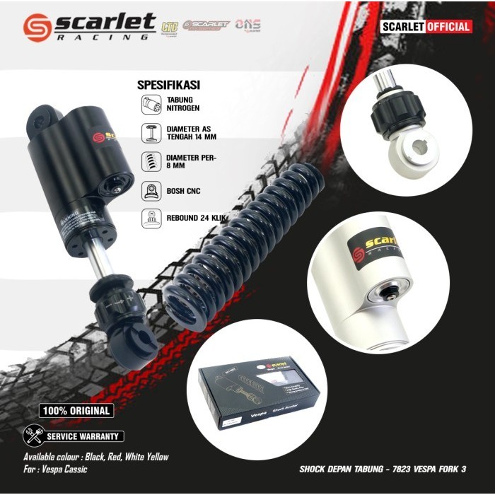 Scarlet Racing Shock Breaker Skok Depan Tabung Vespa Klasik 7823 Fork3