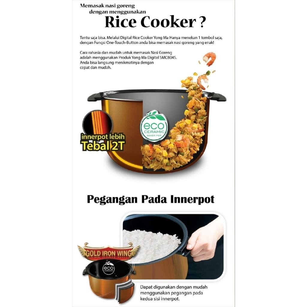 Yong Ma Magic Com Rice Cooker Smc8045 / Smc 8045 [1.3L / 8 Fungsi]