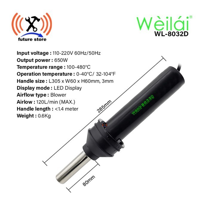 Weilai Wl-8032D Digital Blower Portable Solder Uap Solder Uap