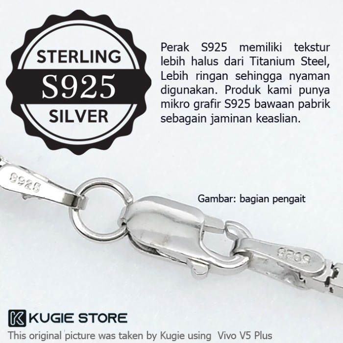 Rantai Kalung Perak S925 Flat Box Chain Rantai Kalung Pria Silver