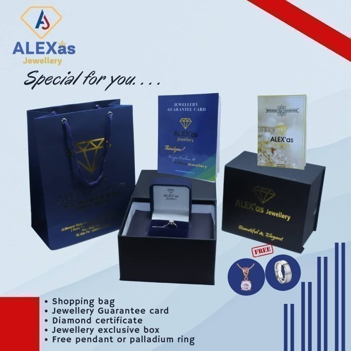 Cincin Pria Berlian Eropa Batu Blue Saphire Srilangka Original Alexas