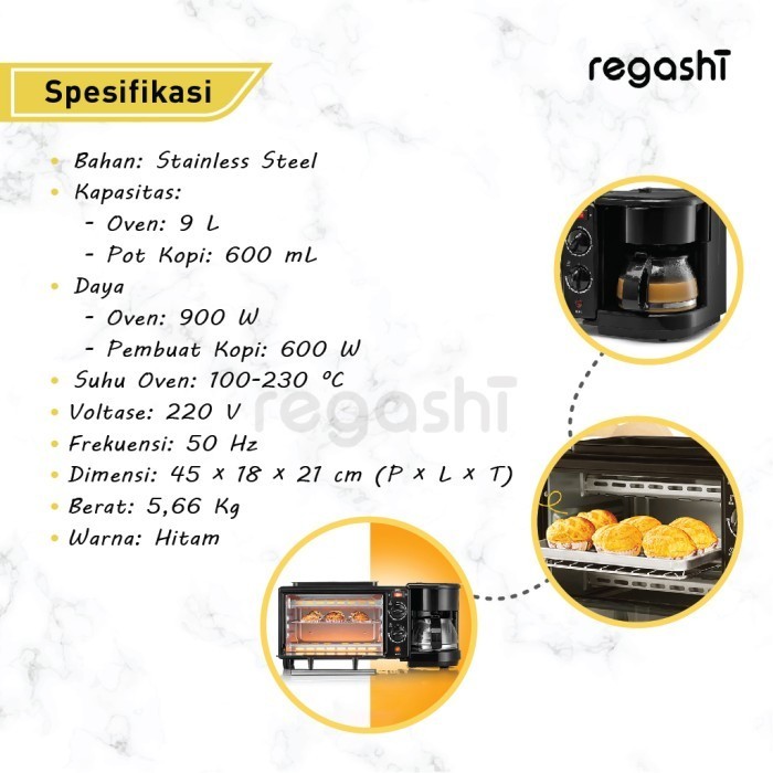 Regashi 3 In 1 Multifunction Electric Oven