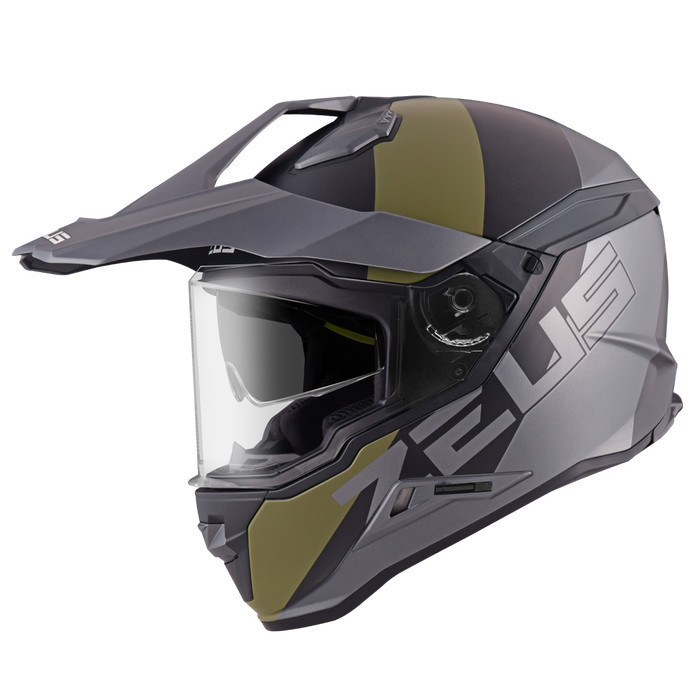 Zeus Zs 913 Matt Titanium Bf1 Green Adventure Double Visor