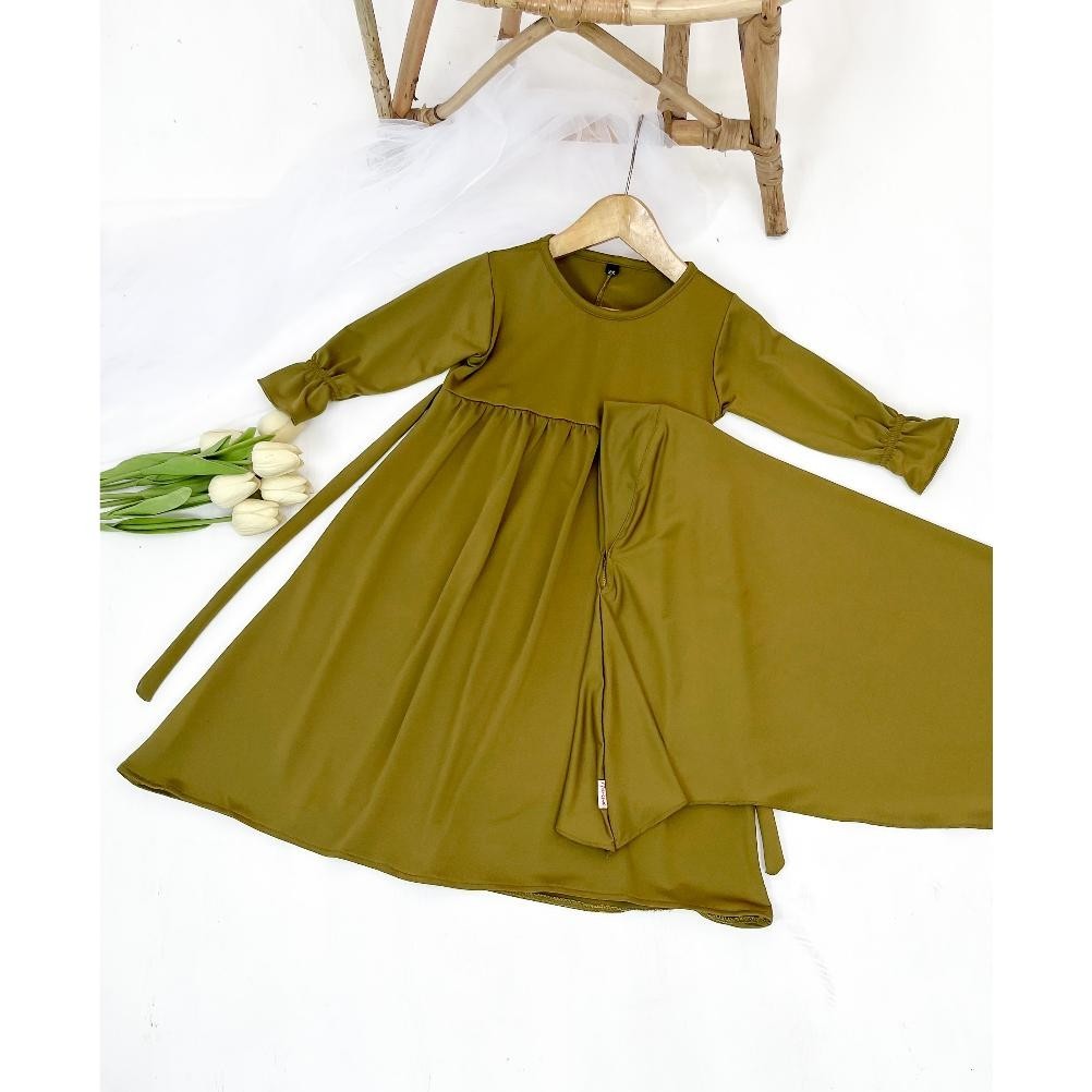 HAURA BAJU GAMIS ANAK SET KERUDUNG PEREMPUAN SYARI USIA 2-8 THN TERBARU