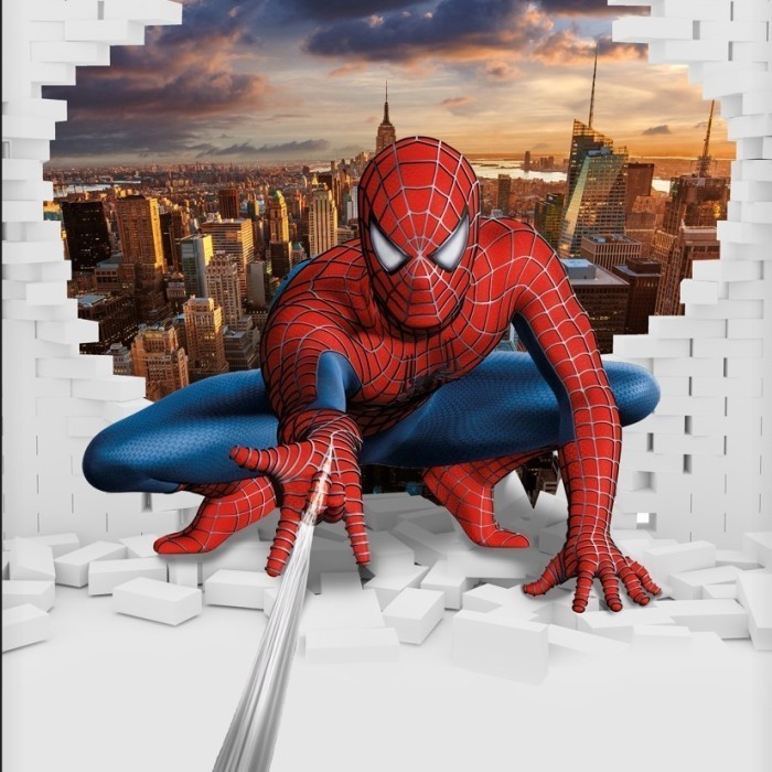 Wallpaper dinding costume Tema Spiderman 3D