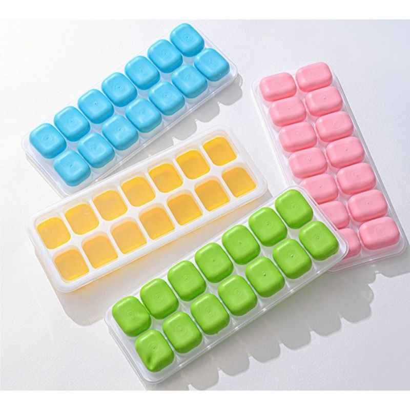 Cetak Es Batu Dengan Tutup Bentuk Kotak Bahan Silikon Serbaguna