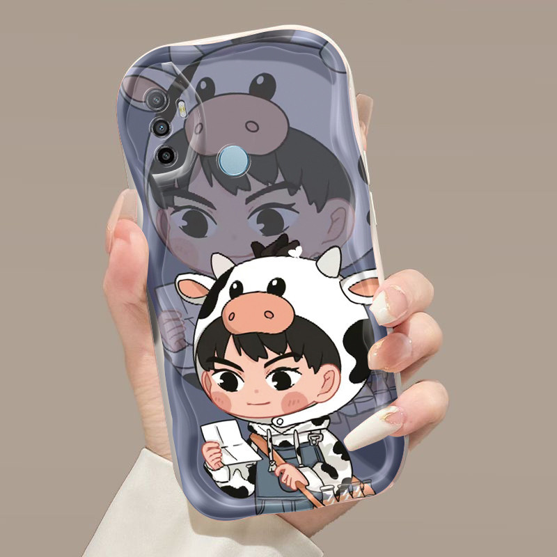 Casing Hp OPPO A53 2020 A53s A32 A33 2020 A11s Case Casing ponsel imut HP kartun sapi Softcase perem