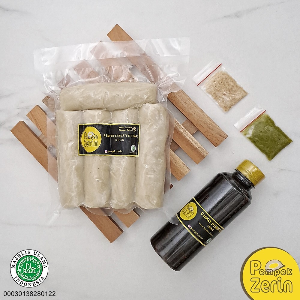 

Pempek Palembang Lenjer Besar 5 Pcs + Cuko 250Ml - Vakum Frozen - Pempek Zerin -Gratisongkir