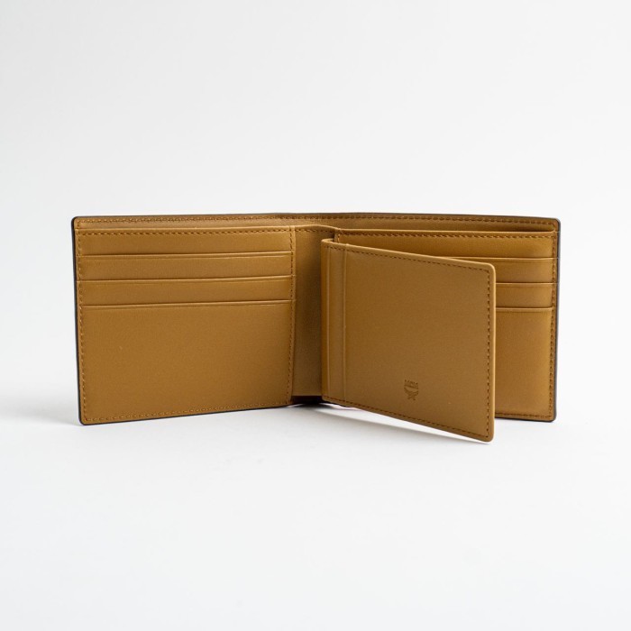 Mcm Bifold Wallet With Card Case In Visetos Original Small Cognac