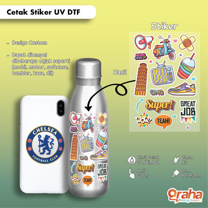 

Cetak Stiker Timbul Stiker Uv Dtf Custom Ukuran A3 Full Color