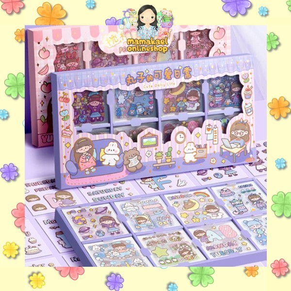 

1 Set Isi 200 Pcs Sticker Box Cute Karakter Lucu Nini Momo Kawai