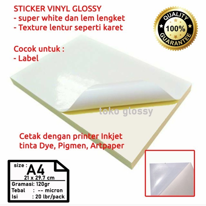 

Sticker Vinyl Glossy A4 (Pvc Vinil)