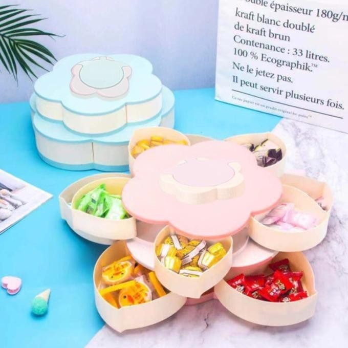 Toples Bunga Mekar Putar Susun / Candy Box Putar Toples Kue Lebaran