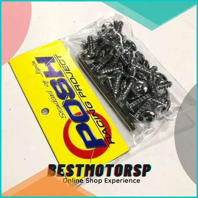 Baut post baut body motor stenlish ukuran 10 kunci L 19F3B2024 sparepa