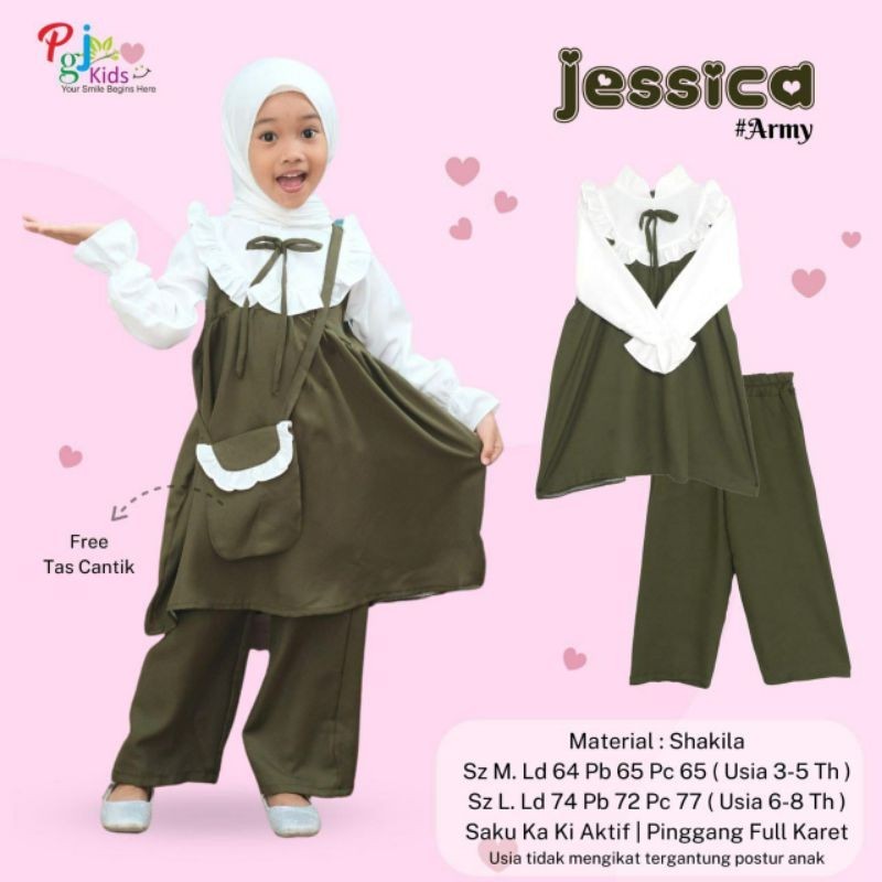 JESSICA SETELAN ANAK PEREMPUAN UMUR 3-8 TAHUN BAJU LEBARAN KEKINIAN TERBARU 2024 BY PGJ