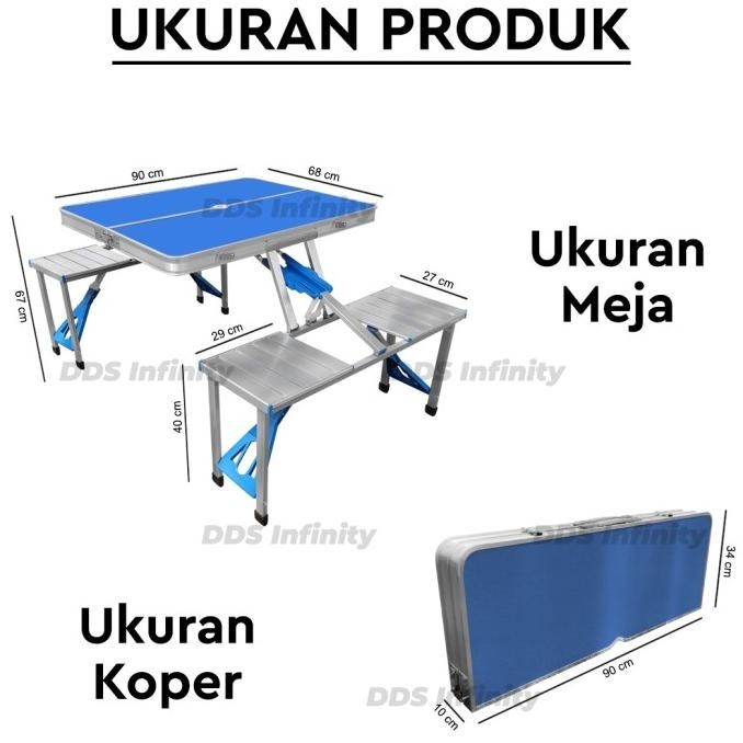Meja Lipat + Kursi Portable Koper Serbaguna