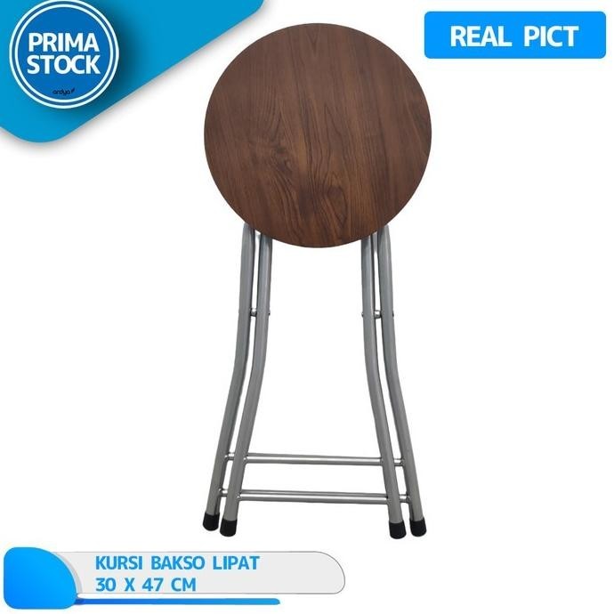 Terlaris Kursi Lipat Bulat Metal Besi Kayu Bakso Baso Tunggu Restoran