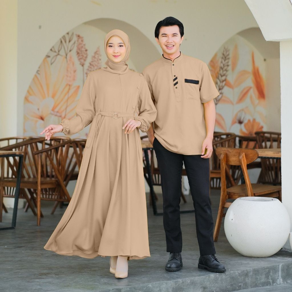 Gamis Couple Suami Istri 2024 Sarimbit Ibu Dan Anak Seragam Kelua Cahaya Couple Baju Kondangan Setel