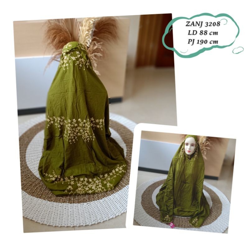 Mukena Terusan Dewasa Rayon aplikasi Bordir melati