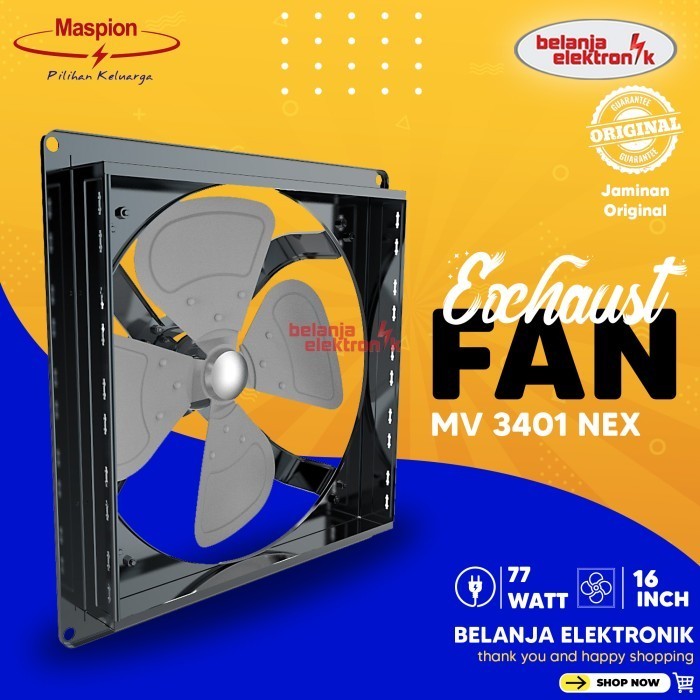 Kipas Ventilasi Maspion Mv 3401 Nex Exhaust Fan Hexos Dinding 16 Inch