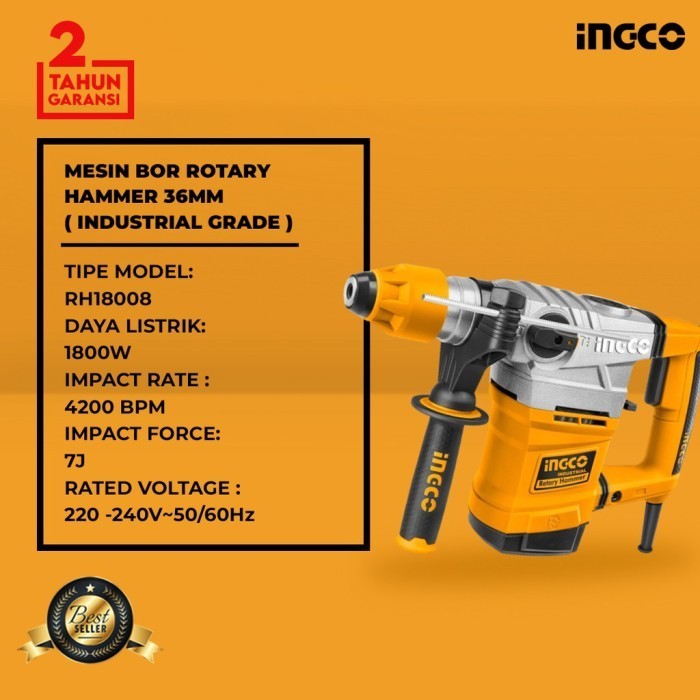 Mesin Rotary Hammer 36Mm Ingco Rh18008