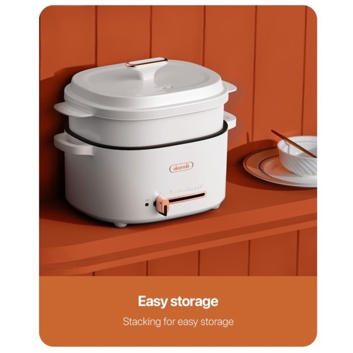 Deerma Dg20 Alat Masak Panci Elektrik Listrik Kukus Goreng Steam 1200W