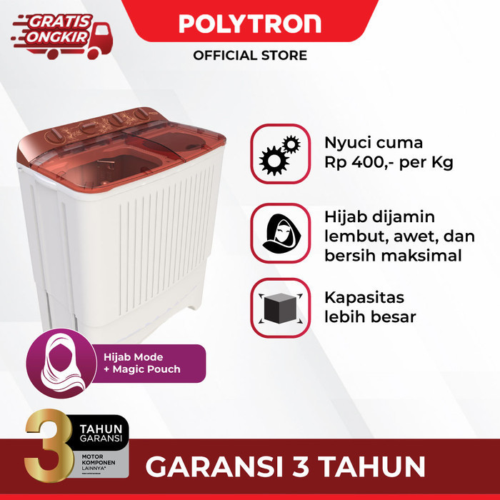 Polytron Mesin Cuci 2 Tabung Primadona Giant 7 Kg Pwm 7072