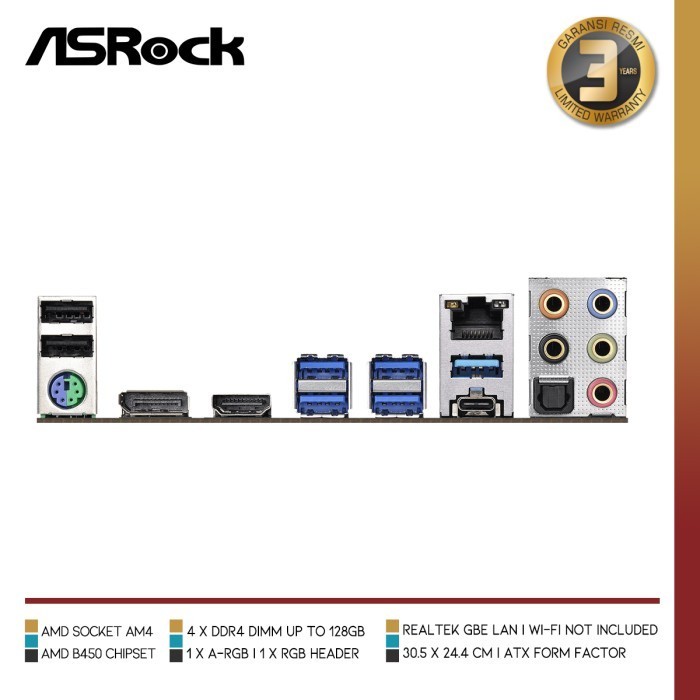 Motherboard Asrock - B450 Steel Legend Ryzen Am4 Atx Form Factor