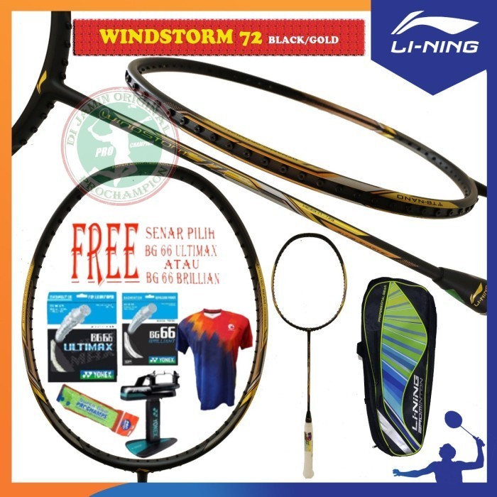 Paket Lining Windstorm 72 New Color Raket Badminton Original