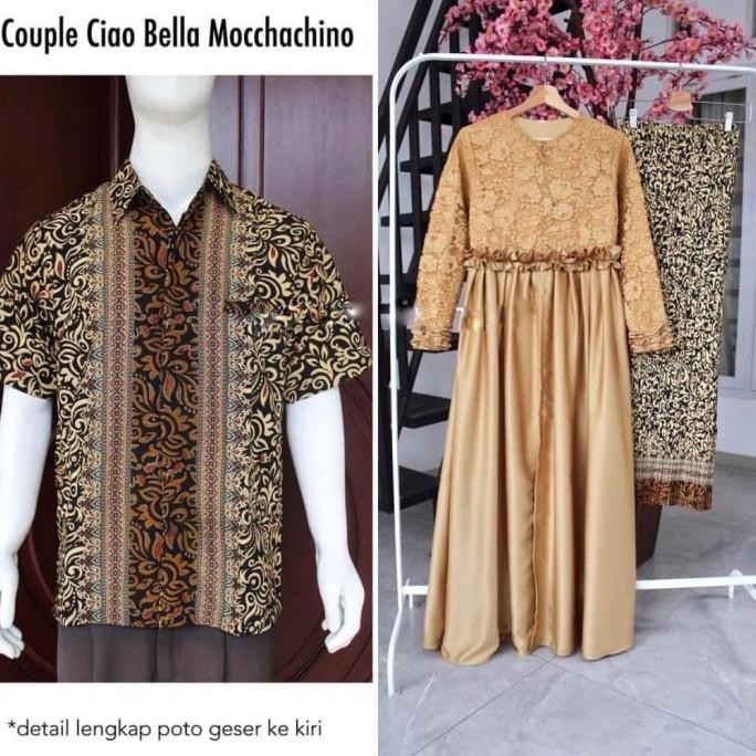 Couple Batik Tatka Longdress Gamis Brukat Wanita Dan Kemeja Batik Pria Terbaik