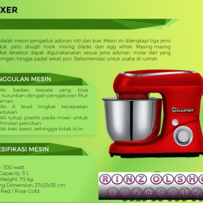 Mixer Roti Wirastar B-5 Mixer Kue B5 Wiratech 5.5 Liter