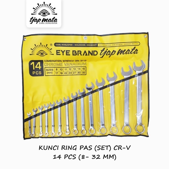 Tjap Mata / Cap Mata Kunci Ring Pas Set 14 Pcs (8 - 32 Mm)