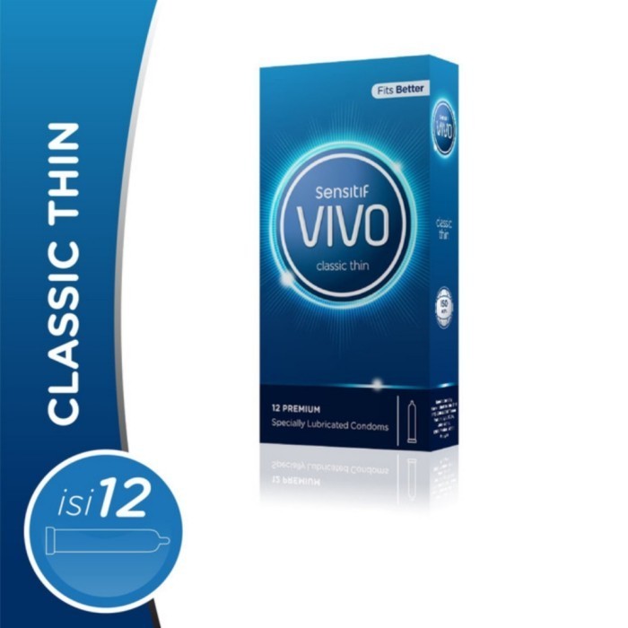 SENSITIF KONDOM VIVO CLASSIC THIN - CONDOM KEMASAN 12 PCS