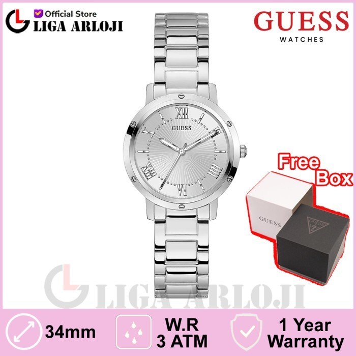 Guess Gw0404L1 Original Dawn Jam Tangan Wanita Analog Stainless Silver