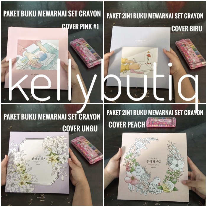 

Stress Relief Adult Colouring Book Art Buku Mewarnai Dewasa Set Crayon