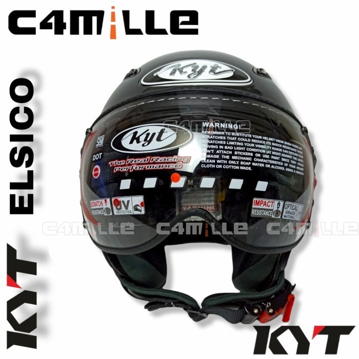 Helm Kyt Elsico Black Half Face Retro