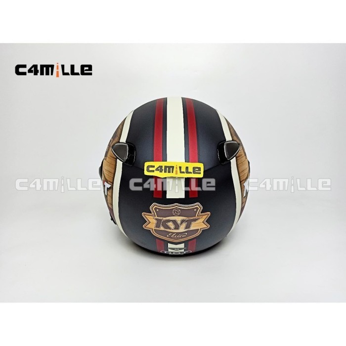 Helm Kyt Elsico Retro Pilot #4 Black Dop Cream