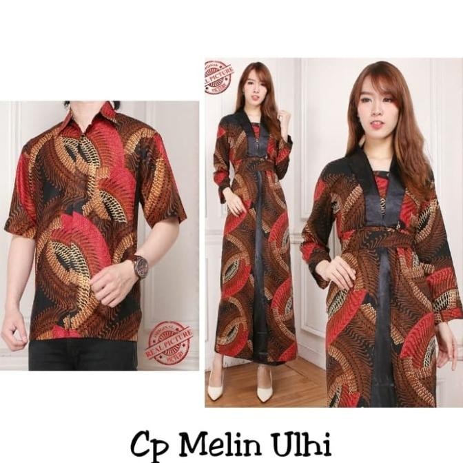 Sarimbit Couple Gamis Jehan Dress Maxi Longdress Dan Kemeja Batik Pria Pengiriman Cepat