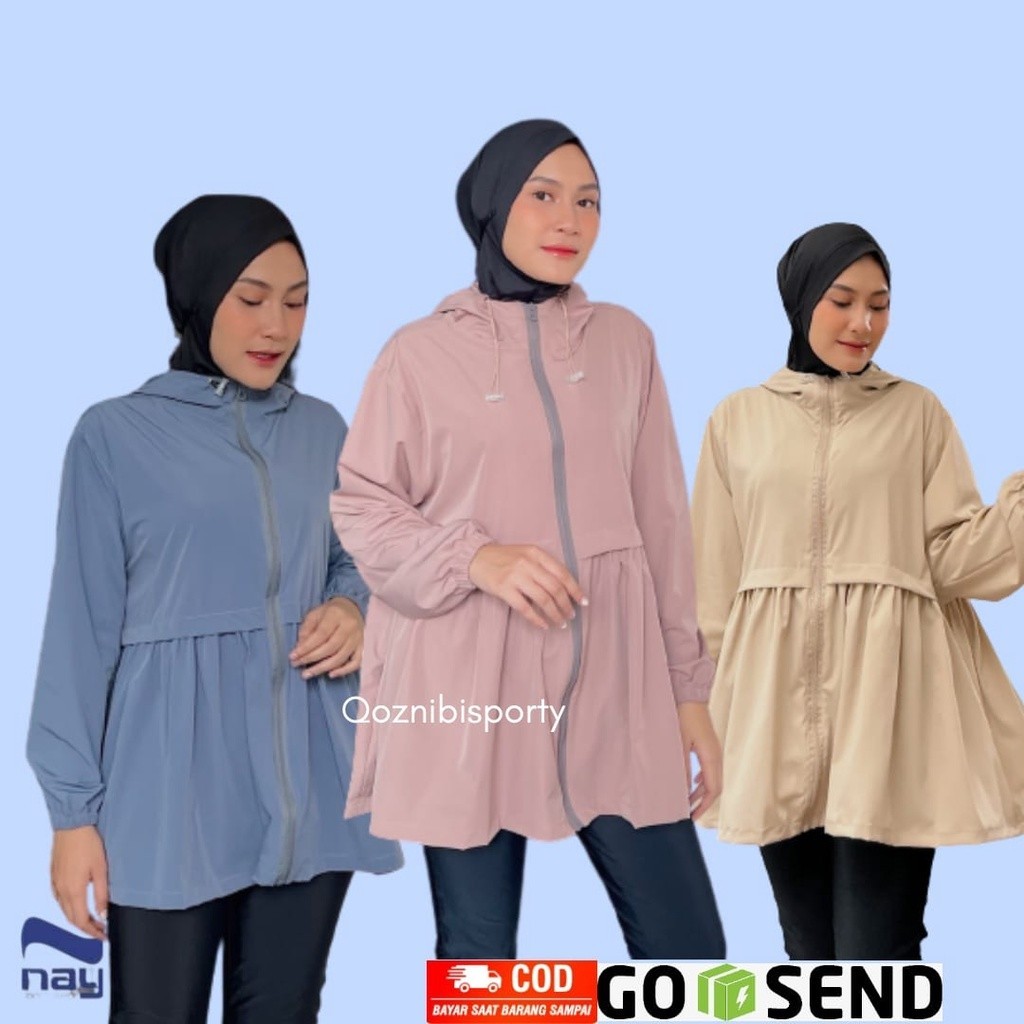 [BEST DEAL] Jacket Jaket Parasut wanita Sport Olahraga Jogging Lari Waterproof Cewek Wanita Muslimah