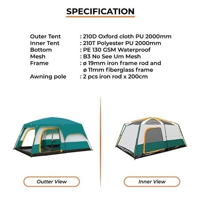 Tenda Chanodug FX2028 Size L Kap 6-12 Orang Family Camping Tent Outdoo