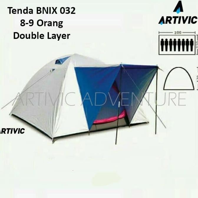 Tenda Camping Hiking Dome BNIX 032 Double Layer Kapasitas 8-9 Orang