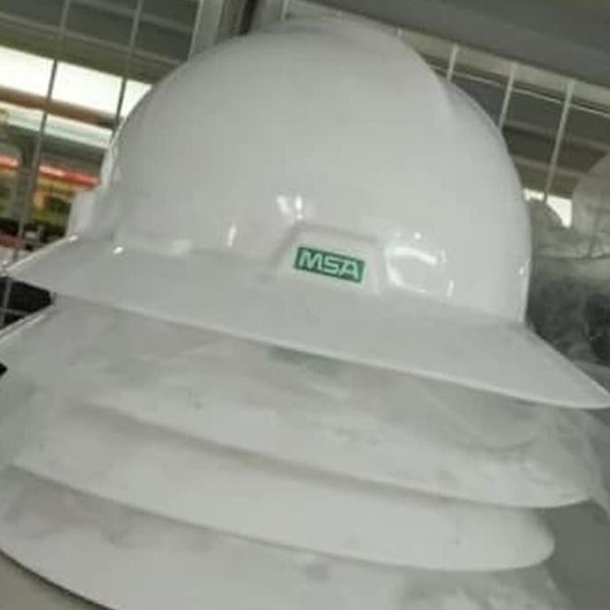 Helm proyek Full Brim MSA lokal / Safety Helmet Full Brim putih, merah, kuning, biru, hijau + fastra