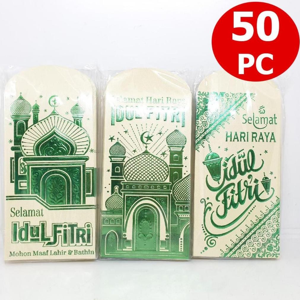 

CR - Angpao Idul Fitri Lebaran Isi 50 Mewah 17 Cm Bulk Murah Amplop Uang Putih Embos Emas Mengkilap TERLARIS