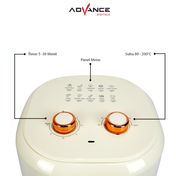 Air Fryer Advance Adf-50 Aw Electric Transparan Glass 800 Watt