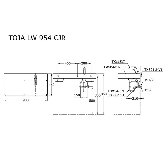 Wastafel Gantung Toto Lw954Cjrw/F Wall Hung Lavatory (Body Only) Termurah Terlaris Promo