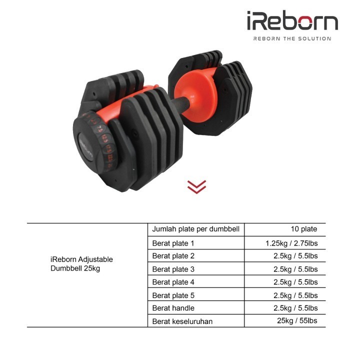 Adjustable Dumbell Ireborn 25Kg [Pair]