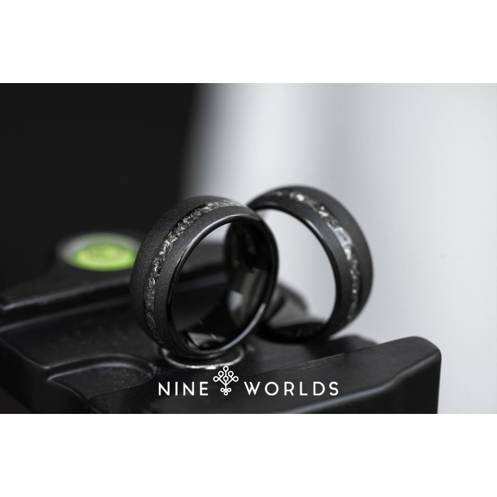 Nine Worlds Ring Cincin Meteorite Tungsten Sandblasted Limited Edition