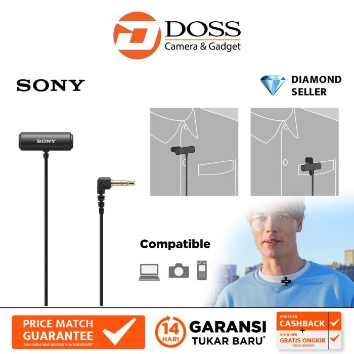 Sony Ecm-Lv1 Stereo Lavalier Microphone 3.5Mm Trs