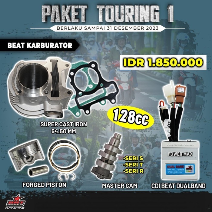 Brt Paket Bore Up Touring 1 Honda Beat / Scoopy Karbu Menjadi 128Cc